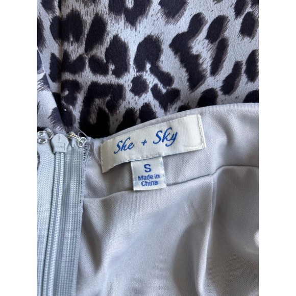 She and Sky Women's Animal Print Faux Suede Mini Skirt Black White Size Small - Picture 8 of 11